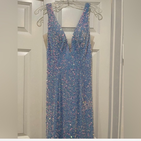 SHERRI HILL 55084 Light blue sequin prom dress Prom Dress size 6 WORN ONCE - Picture 3 of 5